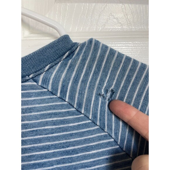 Splendid Mills Shirt Mens M Henley Striped three button blue long sleeve READ!! - Picture 4 of 7